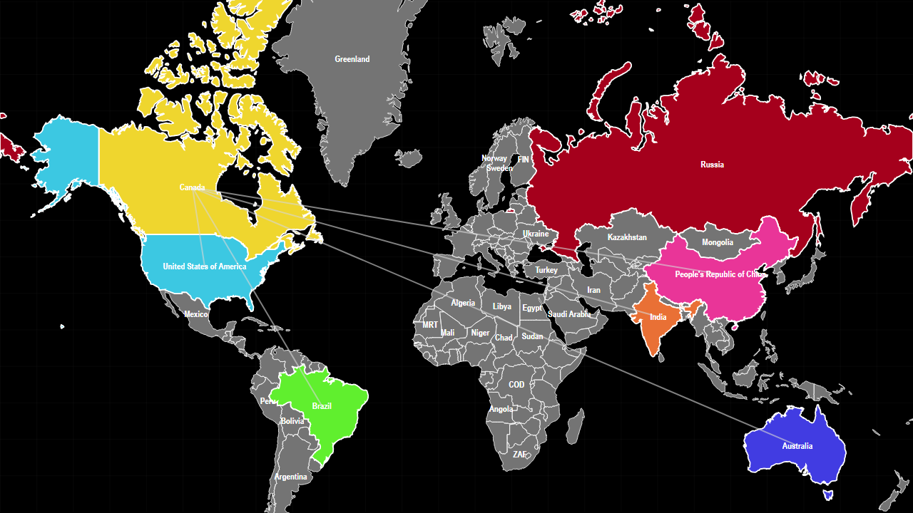 LARGEST COUNTRIES BY LAND AREA map preview.