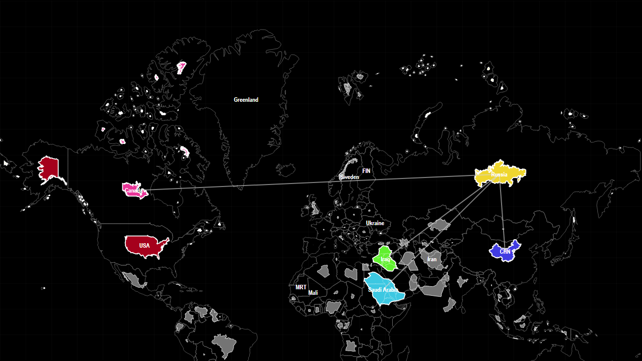 OIL PRODUCTION BY COUNTRY map preview.