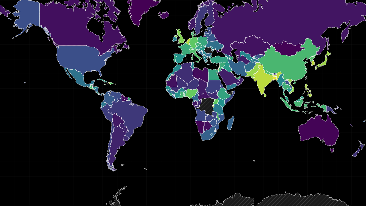 POPULATION DENSITY BY COUNTRY map preview.