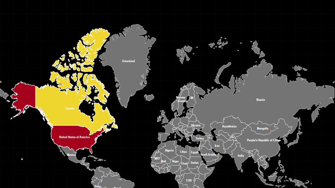 UNITED STATES VS CANADA map preview.